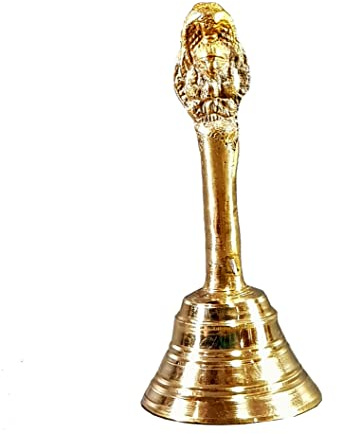 eSplanade - 4.25 Premium Brass Pooja Puja Bell Ghanti, For Poojan Purpose, Spiritual Gift Item, made of 100% solid Brass | Pooja Praying Idol | Home Decor | Brass Decor.