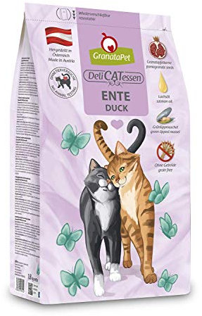 GranataPet DeliCatessen Ente Adult, Trockenfutter für Katzen, schmackhaftes Katzenfutter, Alleinfuttermittel ohne Getreide & ohne Zuckerzusätze, 1,8 kg