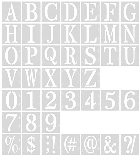 AIEX 43 st alfabet nummerschabloner, alfabet plaststenciler, återanvändbara, skiljetecken, siffersymboler, hantverk, schabloner för scrapbooking, gör-det-själv-målning (7,6 cm)