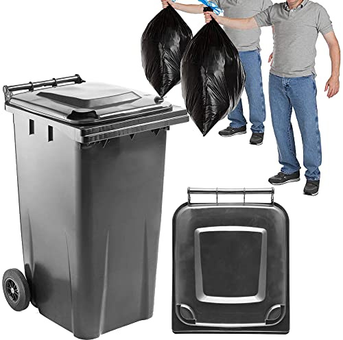 STAR SUPPLIES Grey/Black Wheelie Bin - Outdoor Wheel Bin for Trash and Rubbish - Rubber Wheels - 240L