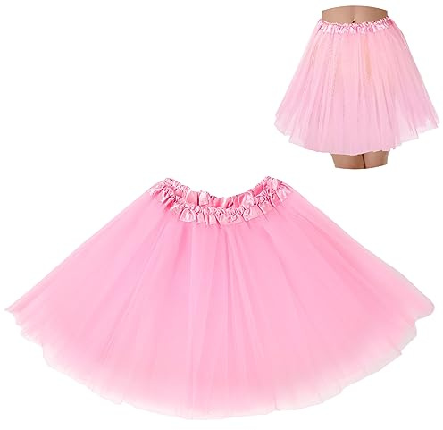 Tutus for Women Adult Tutu Tulle Skirts Costumes for Women 3 Layered Womens Pink Tutu Skirts for Girls Teen Halloween Running Fairy Alien Tinkerbell Princess Peach Mike Wazowski Lilo Stitch Grinch