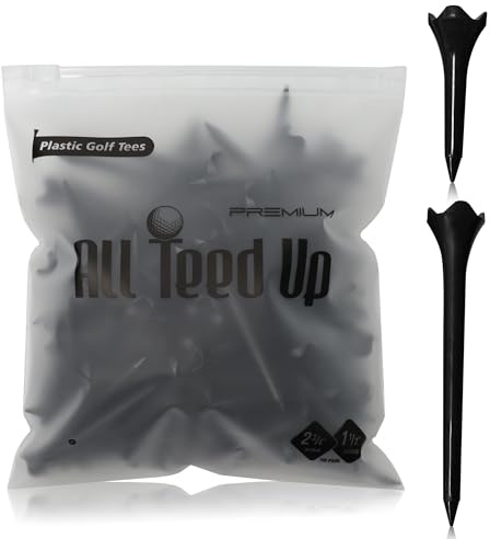 All Teed Up Premium Plastic Golf Tees - Black- 2.75 & 1.5 Inch Plastic Combo Pack