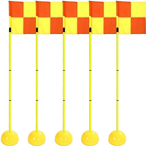 HDYZJQ Slalomstangen Agility-Ausrüstung 5 Stück Agility-Trainingsstangen mit Eckfahne, Stangen, Agility-Ausrüstung für Fußball, Fußball, Sport, Agility-Geschwindigkeitstraining, Orange(1.5m(5ft))