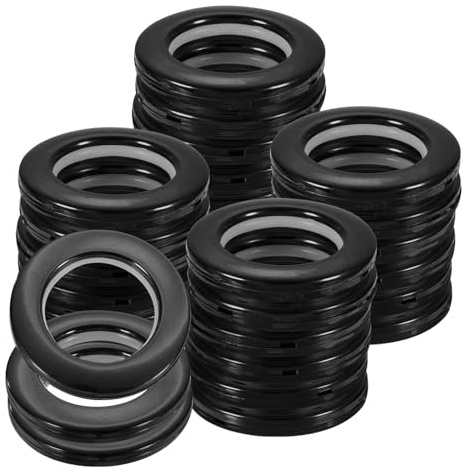 sourcing map 50 occhielli per tende, 42 mm, pannelli per tende per finestre, anelli scorrevoli a basso rumore, per finestre, bagno, camera da letto, asta per tenda, colore nero