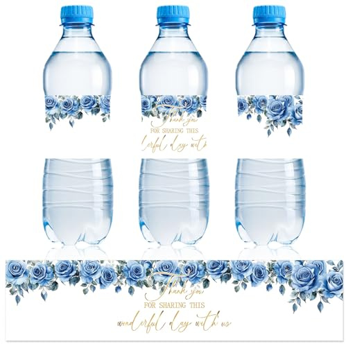 NQEUEPN 50 Etiquetas para Botellas de Agua, Etiquetas Decorativas para Botellas de Agua Pegatinas Personalizadas para Envolver Botellas de Agua para Decoraciones de Fiestas de Boda (Estilo 2)