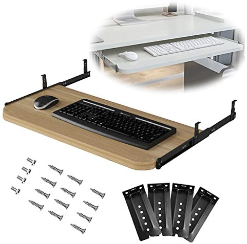 Sliding Keyboard and Mouse Tray with Drawer Shelf 540/600/700×270mm Under Desk Mount Save Space and Keep Desk Tidy Retractable Platform for Keyboard and Mouse Ideal for Desk and PC Table