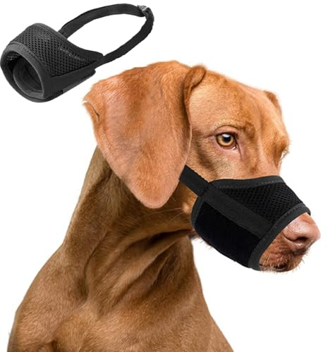 Large Dog Muzzle, Adjustable 20-26cm – Soft & Breathable for German Shepherd, Medium Dogs | Secure Hook & Loop, Prevents Biting, Barking | Allows Panting, Drinking - (L Black)