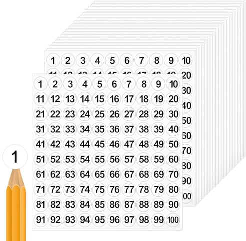 Shimmeroo 50 ark nummer klistermärken 1–100 siffror klistermärken konsekventa nummer etiketter självhäftande siffror för gör-det-själv entusiaster låda lös (10 mm, svart)