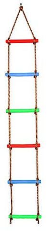 CHICIRIS Scala da Arrampicata per Bambini, Scala di Corda a 6 Pioli con Montanti in Legno, Attrezzatura da Gioco all'aperto per Bambini
