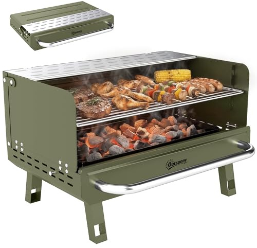 Outsunny Barbacoa de Carbón Plegable 52x37x31,8 cm Verde