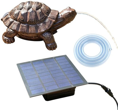 Bemonew Cracheur de Livre, aérateur d'eau Solaire, cracheur d'étang de Tortue en résine, Fontaine à énergie Solaire pour Petits étangs et Jardins extérieurs