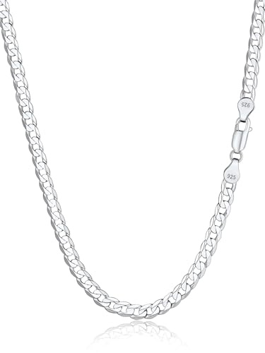 Silvora Cadena Cubana Plata 925 Hombre Collar Grueso Eslabones 5mm 61cm