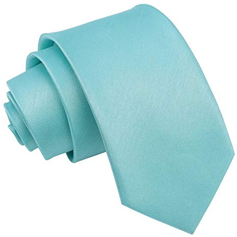 DQT - Cravatta da uomo in stile moderno Shantung per matrimonio Verde Tiffany 90