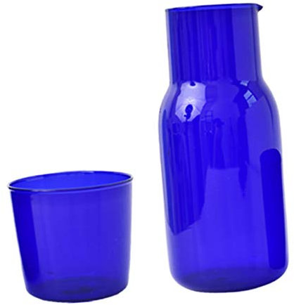 BESTonZON 500Ml Blau Nacht Karaffe mit Tasse Nacht Wasser Krug Und Tumbler Glas Handliche Mitternacht Wasser Trinken Tasse Breiten Mund ? Kalt Wasser Saft Getr?nke Tasse Decanter
