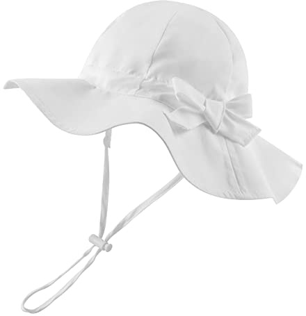 Pesawat - Sombreros de Playa para bebés y niños pequeños con Lazo, Sombrero de Verano para bebés, protección Solar, Gorra de Playa de ala Ancha para niñas, niños de 0 a 12 años(Blanco,3-6 Meses)