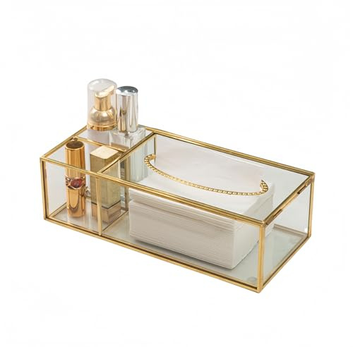 SLHEQING Caja para Pañuelos de Papel, Funda para Caja de pañuelos Dorada Dispensador de pañuelos Rectangular para el salón, Mesa de café u Oficina