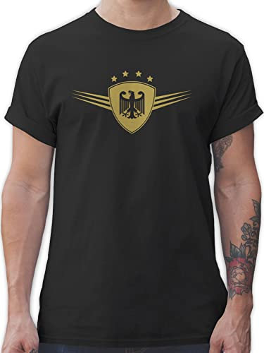T-Shirt Herren - Fußball EM WM - Deutschland Gold - 5XL - Schwarz - Fussball Shirt männer Europameisterschaft deutsche Tshirt fu Ball Trikot em- Fanartikel Deutscher t-Shirts fussballtrikot em24