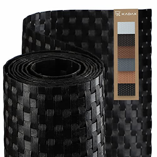 KADAX Brise-vue pour balcon, terrasse, clôture, brise-vue résistant aux intempéries, en rotin synthétique, vendu au mètre, toile de balcon avec serre-câbles, clôture brise-vue (1 x 1 m, noir)