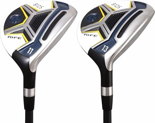 Senior Mens Rife 812s New Offset #11 +#13 Fairway Metal Wood Clubs Set Right Handed Senior Flex with Mens Senior Size Black Pro Velvet Grips Fairway Wood Set + Headcovers