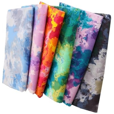 SHTGOI Hojas Batik Tela 6 Unidades Gradiente Patchwork Paquete de Tela Algodón Neón Tela Camuflaje Tela de Algodón Multicolor Estampada Paquetes de Tela para Coser DIY Manualidades