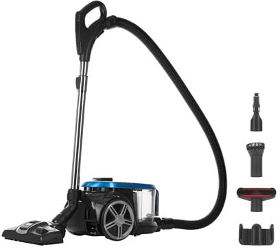 Genius Invictus C7 Beutelloser Staubsauger 15-TLG, Bodenstaubsauger ohne Beutel, 900 Watt, kompakt HEPA Filter, 4 Modi, 3L Staubbehälter, Bodendüse für Hartboden Teppich