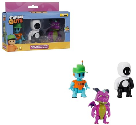 Bizak Stumble Guys Pack de 3 Figuras de acción 8 cm Set Robot Guy, Varios Personajes para coleccionar, Licencia Oficial del Videojuego de derribos, Adultos Fans y niños o niñas +8 años (64113003-4)