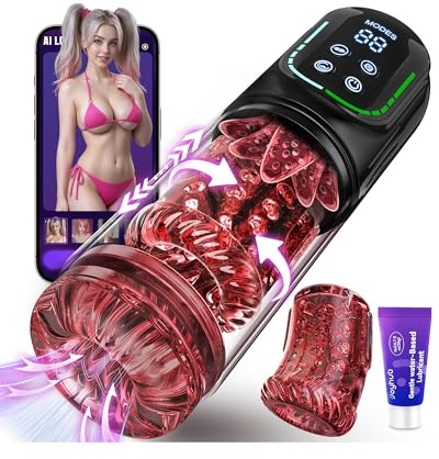 jodiyece Male Masturbator Penis Pump - Male Sex Toys for Men Sex Toy Pocket Pussies 7 Thrusting Rotating Vibrating Sucking Licking Stroker Adult Toys Vacuum Pumps & Enlargers LCD APP