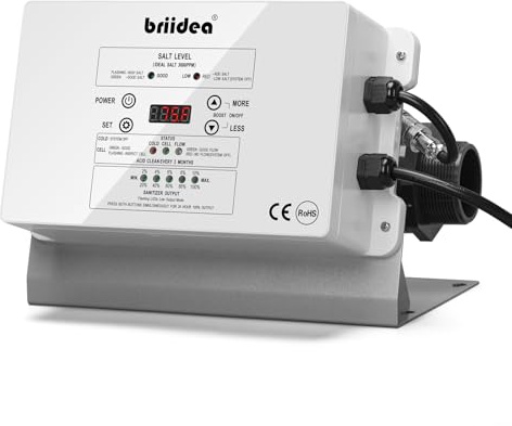 Pool Salzwasseranlage, Briidea Chlorinator Salzwassersystem mit US-Titanzelle für Aufstellpools bis zu 56.800 Liter, 6G/H, kompatibel mit Intex-Pools, IP66 wasserdicht