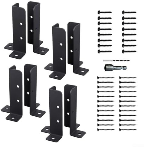 Staffe per pali da recinzione, base regolabile con viti per pergola, supporto per cassette postali per gambe del tavolo (4 pezzi)