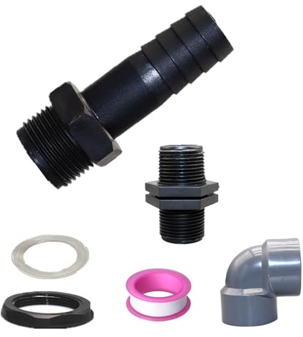 Garden Water Tank Overflow Vent, 25mm Water Butt Connector Pipe Link Kit with Elbow Waterproof Tape for Rain Barrels Garden Taps Outdoor Watering Systems