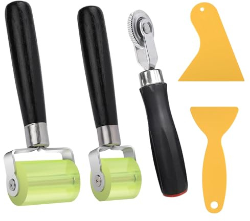 Rullo Pressore, 3 Pezzi Rulli a Pressione Manuale con 2 Raschietti, Rullo a Pressione in Gomma, Rullo di Pression in Silicone, per la Bordatura, la Saldatura di Teloni in PVC, Sigillare Bordi