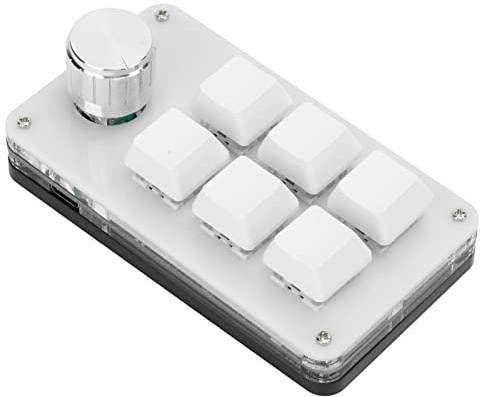 Asixxsix Enhands Mekaniskt TangentBord, Mini 6-tangenter USB-SpeltangentBord, KvalitetsMaterial PC-TangentBord Med ProgrammeringSmakroknapp Och LagringsFunktion För PC-Spelare, Kontor (Svartvit)