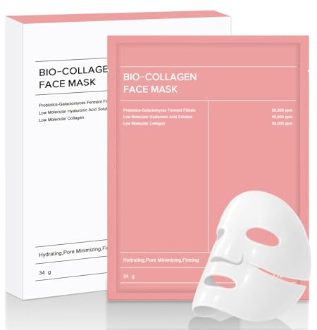 TATUNER Collagemask, kollagen hydrogel ansiktsmask för fukt rynkreducering och porförfining med hyaluron – Real Deep Collagen Mask för glasskal, övernattning (34 g x 5 st.)