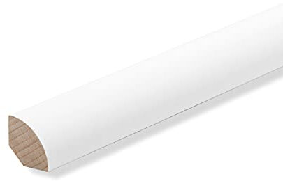 REESE | Viertelstab Abdeck- Abschluss- Sockelleiste | Buche WEISS LACK | 14x14mm | 100 Stück | 230lfm