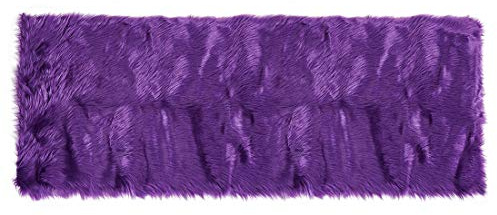 sourcing map Alfombra de piel sintética suave para interiores, alfombra de piel de oveja sintética esponjosa para dormitorio, sofá, sala de estar, rectangular, lavable, 2 x 5 pies, color morado