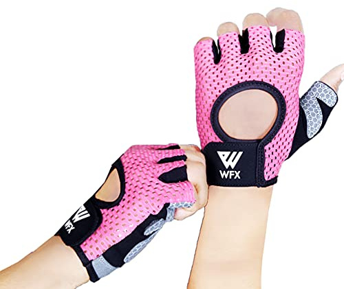 WESTWOOD FOX Weight Lifting Gloves with Wrist Wrap Support,Gym Gloves for Men and Women, Anti Slip, Breathable, Workout Training, Hanging, Pull-Ups, Dumbbell,Cycling (Pink, S)