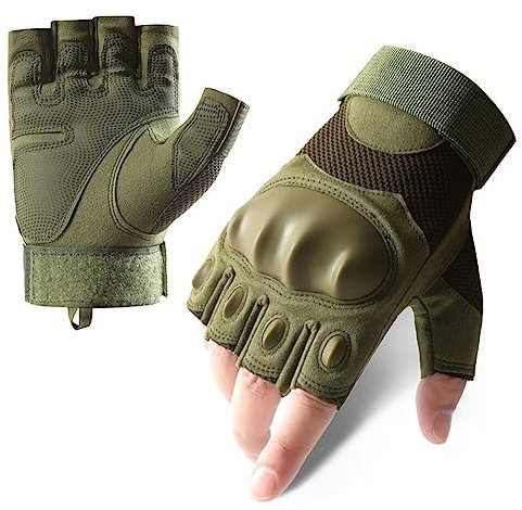 Herren Taktische Halbfinger Handschuhe,Herren Motorradhandschuhe,Paintball Airsoft Fingerlos Handschuhe,Airsoft Militär Handschuhe für Motorrad Jagd Radfahren Schießen Wandern Camping MTB Handschuhe