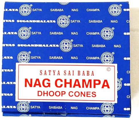 Satya Nag Champa Incense Cones, Agarbatti Scent, One Pack of 12 Cones (1, Nag Champa)