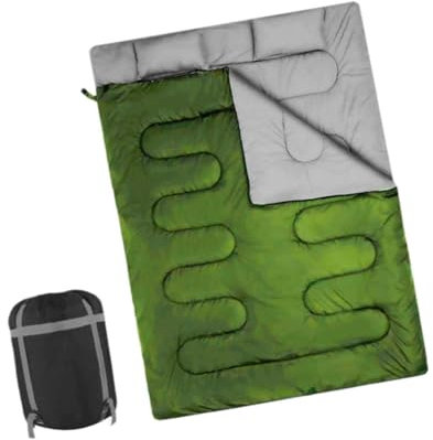 Doppelschlafsack Warmer Camping Schlafsack 2 Personen Ausrüstung für Outdoor Sport, GrÜn