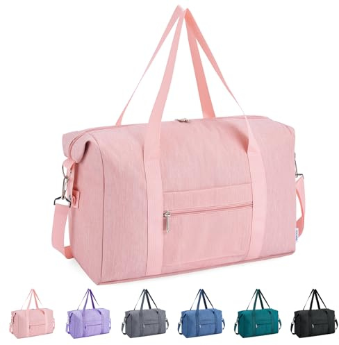 Narwey 20L Ryanair Handgepäck 40x30x20 für Flugzeug, Klein Faltbare Reisetasche Damen & Kliniktasche Geburt Sporttasche Weekender Damen Herren (Rosa)