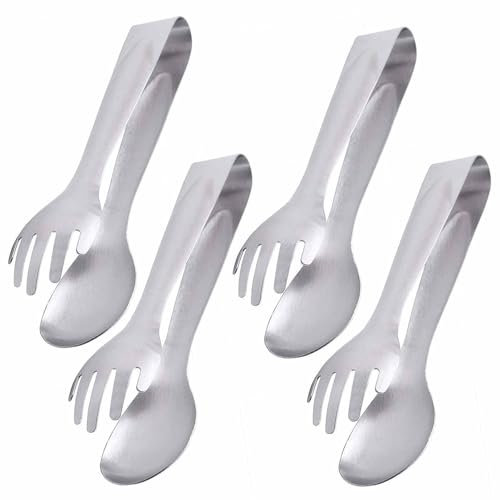 4 PCS Serving Tongs 8-Inch Stainless Steel Salad Tongs Fork and Spoon Tongs,Salad Servers