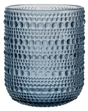 Baroni Home Set de 6 Verres en Verre Colorés et Décorés avec des Finitions en Relief 30 CL, Verres Élégants Lavables au Lave-Vaisselle, 8x8x10 cm, Bleu
