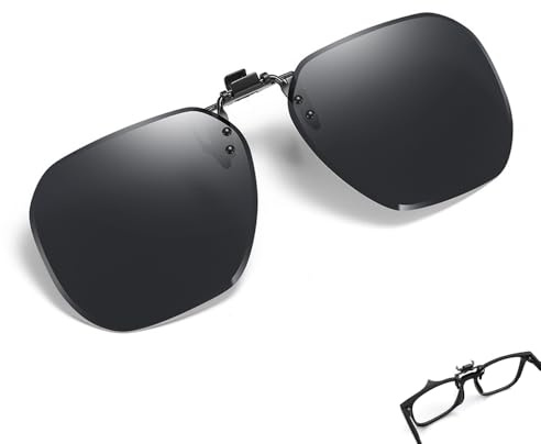 Wnddle Clip Polarisé Unisexe Sur des Lunettes de Soleil, Clip Lunettes Conduite de Nuit Polarisées, Relevable et Ultra léger, pour Hommes Femmes pour la Conduite et Les Activités de Plein air (Noir)