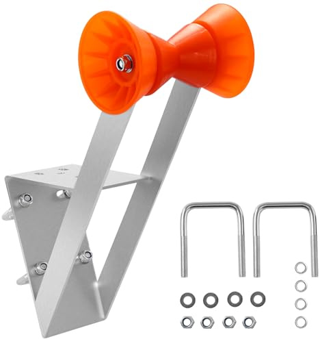 VEVOR Supporto per Verricello per Rimorchio per Barche, per Colonna da 50,8-76,2 mm Sedile per Verricello per Rimorchio Barca con Rullo Arancione in TPU e Bulloni a U, Zincato, Argento