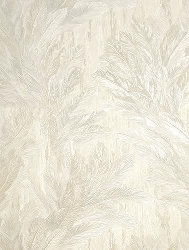 Vymura M95695 Gianni Feather Heavyweight Vinyl Wallpaper, Cream