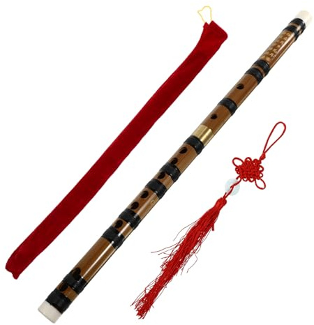 Gatuida Flauta Profesional de Bambú Amarga de 2 Secciones G en Color Madera Natural para Principiantes Adultos y Niños, Instrumento Musical Tradicional Chino para Práctica y Enseñanza