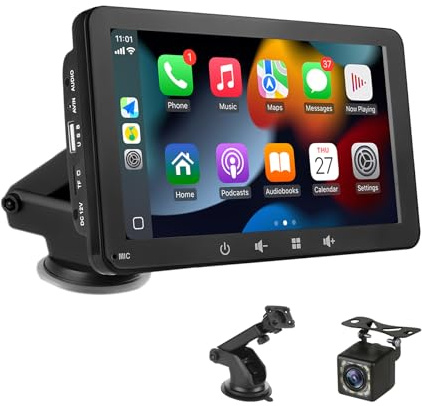 Pantalla Coche 7 con Carplay y Android Auto Inalámbrico, Cámara Trasera