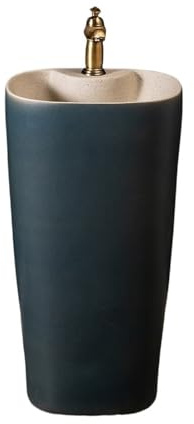 Lavandino su piedistallo Lavandino da bagno con piedistallo, lavabo esterno in ceramica indipendente rubinetto e scarico