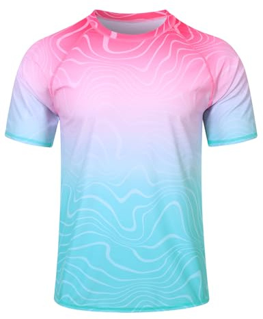 Fanient Maglietta da Nuoto Rashguard da Uomo con Protezione UV UPF 50+,Traspirante,Ideale per Escursionismo,Surf,Snorkeling e Altre attività Acquatiche Taglia L