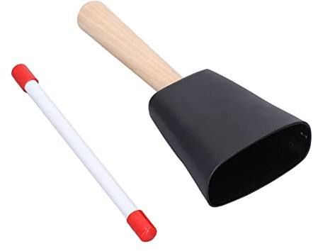 Kuhglocke aus Stahl mit Holzgriff, einstimmige Percussion-Kuhglocke für die frühe Bildung, Metall-Jubelglocke mit Hammer für Kinder – Musiklernen und Rhythmus-Training